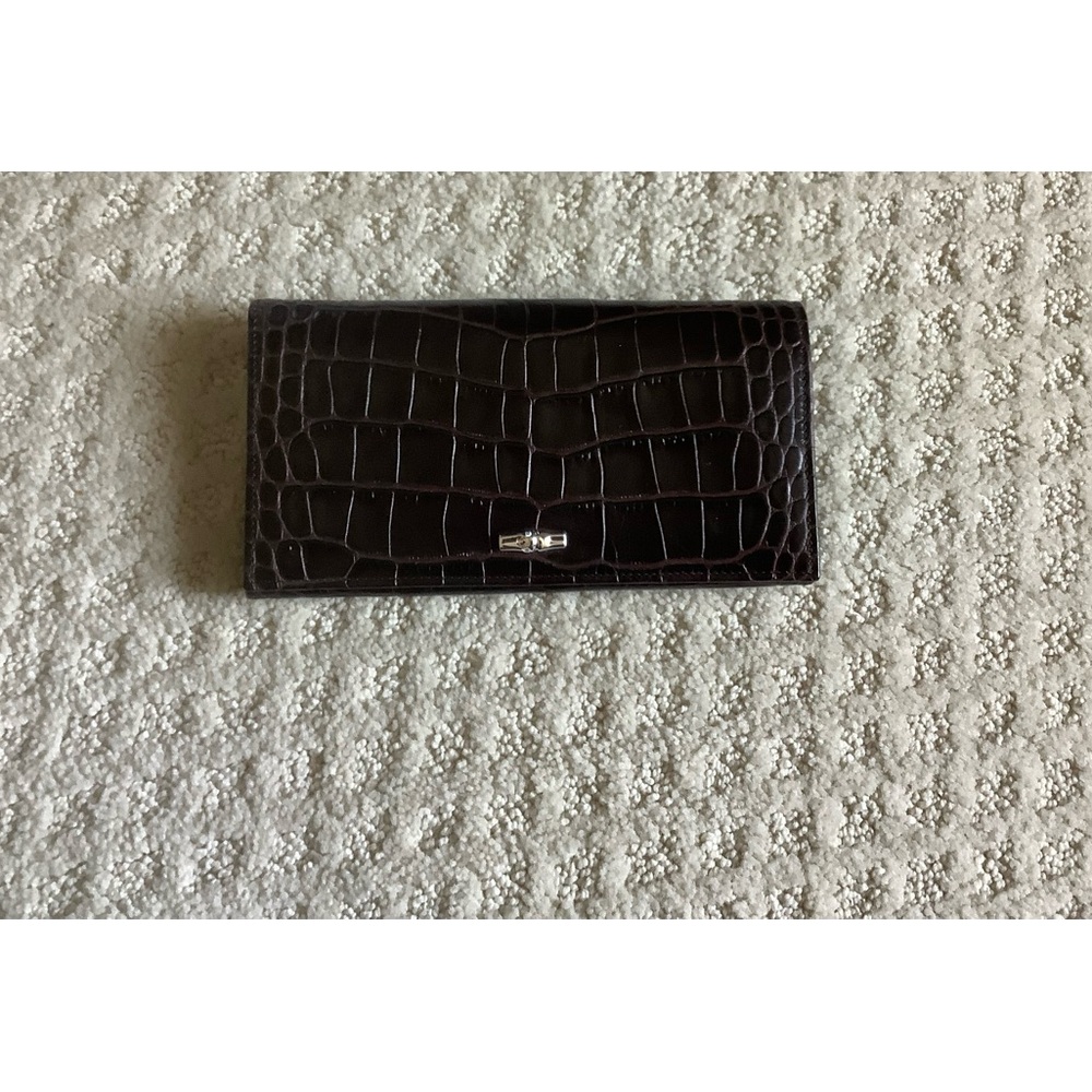 Longchamp Roseau Croc Embossed Wallet